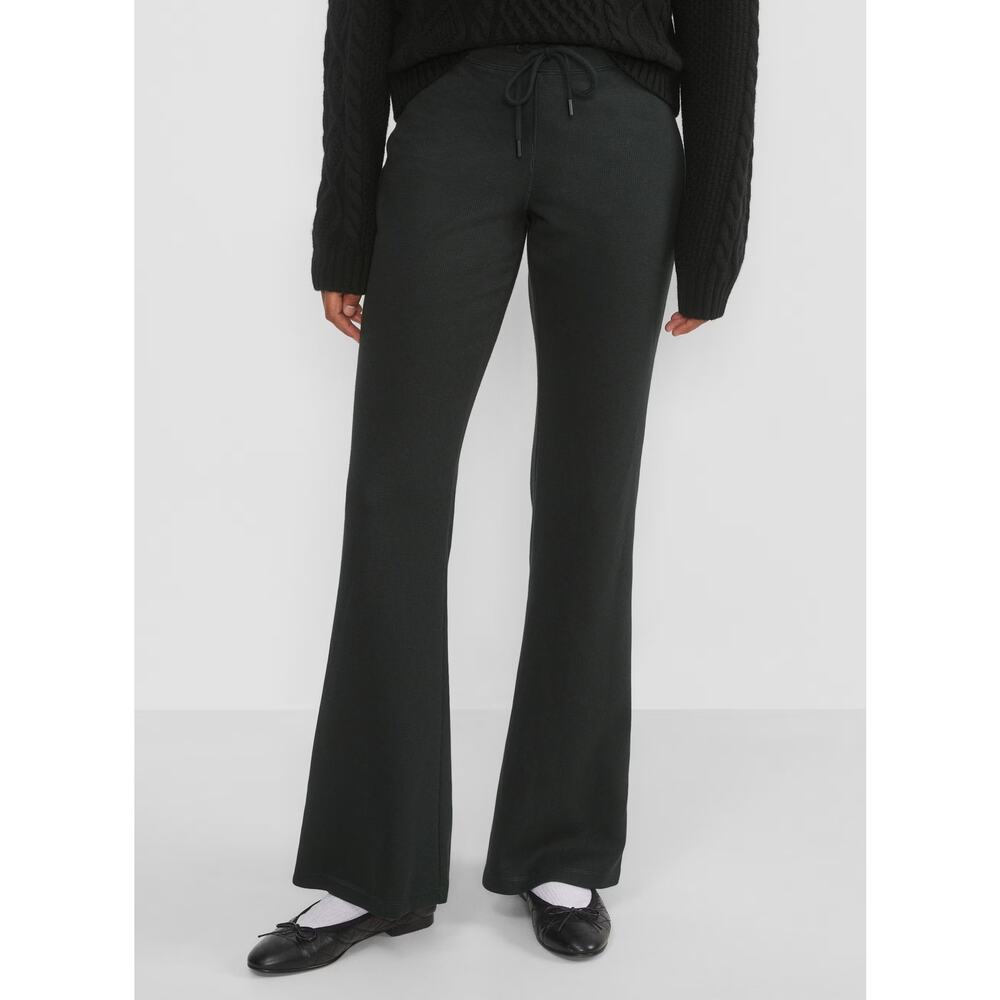 Aritzia Sunday Best Baby Waffle Knit Kick Flare Lounge Pant Black Women's Sz XS